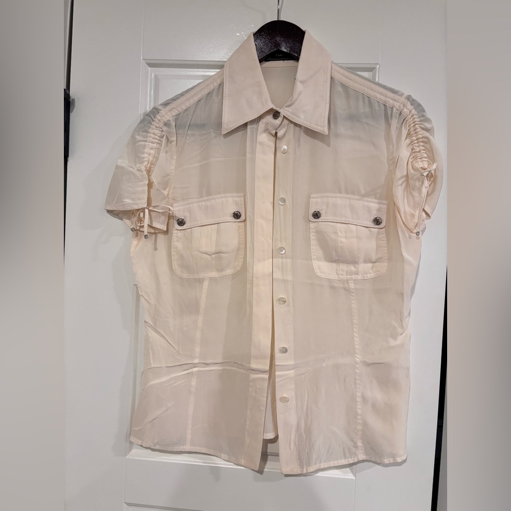 Versace soak blouse with pull tie sleeves
